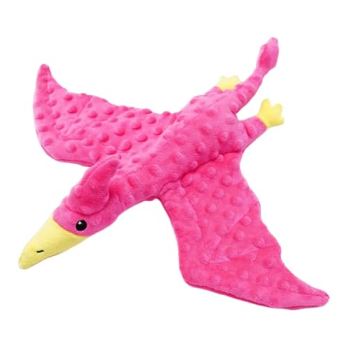 perfk Quietschendes Hundespielzeug Interactive Play Dragon Sturdy Lovely Stuffed Animal Toy für Aggressive Kauen, kleine mittlere und große Hunde, Rose Rot von perfk