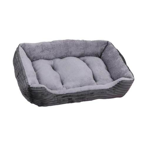 perfk Schlafsofa für Hunde, kleines Hundebett mit Seitenteilen, Kuscheltier mit waschbarem, abnehmbarem Bezug, atmungsaktives, weiches, rechteckiges, Grau von perfk