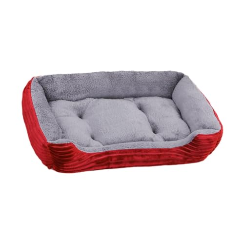 perfk Schlafsofa für Hunde, kleines Hundebett mit Seitenteilen, Kuscheltier mit waschbarem, abnehmbarem Bezug, atmungsaktives, weiches, rechteckiges, Rot von perfk