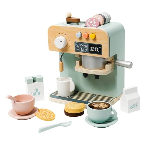 perfk Simulation Kaffeemaschine Spielzeug Kinder Holzküche Spielzeug pädagogisches Spielküche Zubehör für Mädchen Jungen Party Favors von perfk