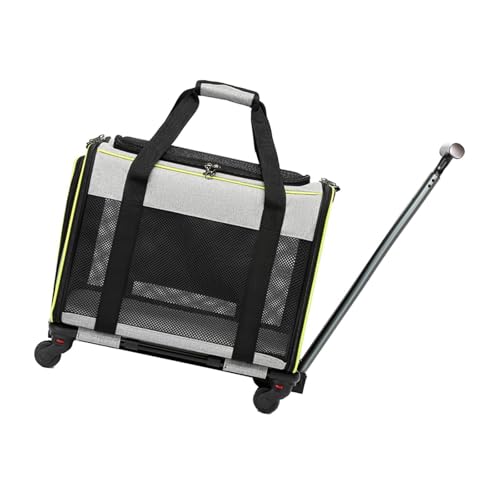 perfk Transportbox für Haustiere mit Rädern, Rollbare Katzentragetasche mit Rädern, Outdoor-Trolley, Haustier-Trolley, Haustier-Reisetasche für Kleintiere, GRAU von perfk