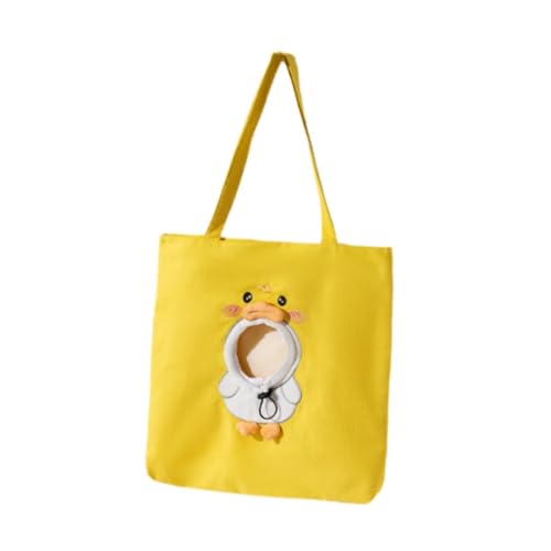 perfk Umhängetasche für Hunde und Katzen, leichte Schultertasche aus Canvas für Haustiere mit Kordelzug, Umhängetasche für Katzen und kleine Tiere, Yellow and L von perfk