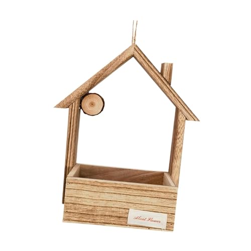 perfk Vogelhäuschen aus Holz mit Sitzstange für draußen, leicht zu befüllen, Eichhörnchen-Futterspender, hängendes Vogelhäuschen für die Terrasse, Style B von perfk