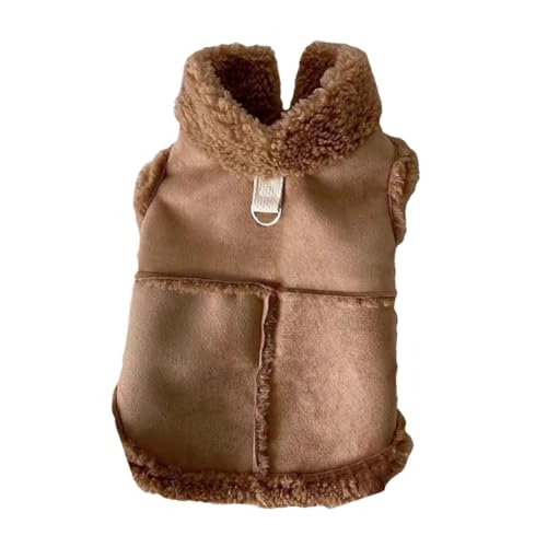 perfk Winterweste für Hunde, Outdoor-Jacke für Haustiere mit D-Ringen, hält warme Herbst- und Winterkleidung, Hundejacke für Partys, Training, Picknicks, Braun, Xs von perfk