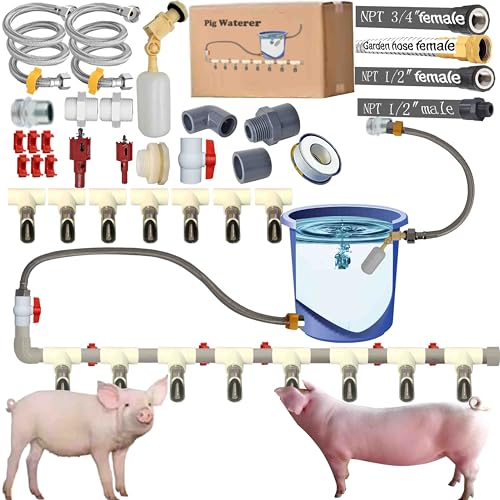 Komplettes Set Pipeline Edelstahl-Schweine-Bewässerungssystem, Schweine-Bewässerungsnippel mit Wassertank-Anschluss, automatischer Schweine-Nippel-Wassertrinker, Schweinedüse, Nippel-Trinker, von perfsign