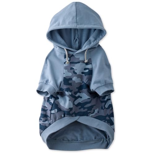 Pet Passion 100% Bio-Baumwolle, Rocky – der Bequeme Hunde-Kapuzenmantel für kleine, mittelgroße und große Hunde, Marineblau, Halb-Camouflage, Größe S von pet passion