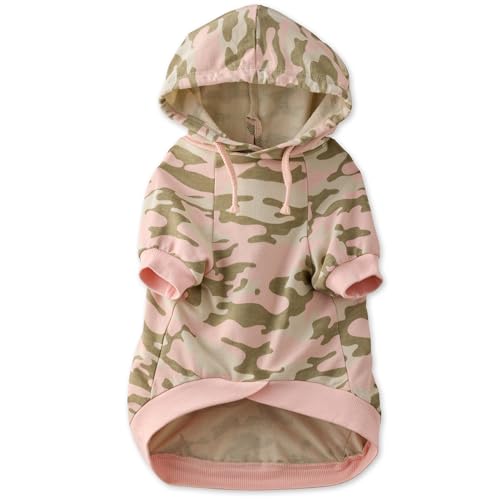 Pet Passion 100% Bio-Baumwolle Rocky – Der Bequeme Hunde-Kapuzenmantel für kleine, mittelgroße und große Hunde, Pink Camo, Größe L von pet passion