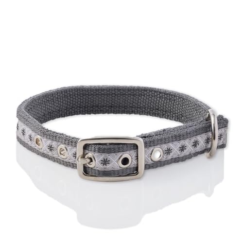 Pet Passion Hundehalsband aus recyceltem Band, verstellbar, für alle Hunderassen, Grau (Fair Isle), Größe L von pet passion