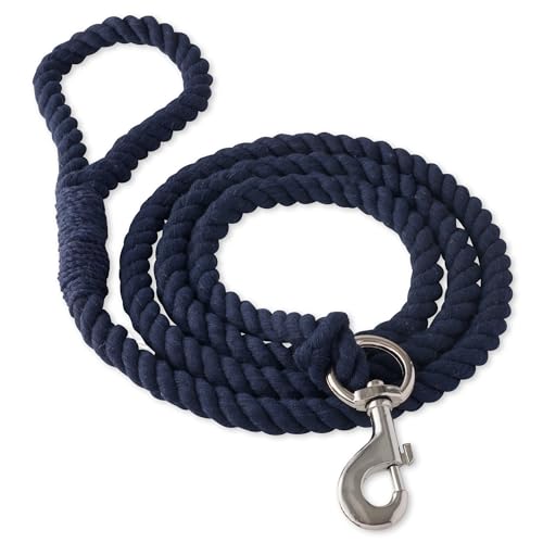 Pet Passion Hundeleine aus Bio-Baumwolle mit strapazierfähigem, gedrehtem Seil, 2,1 m, für alle Haustierrassen, Marineblau, Einheitsgröße von pet passion