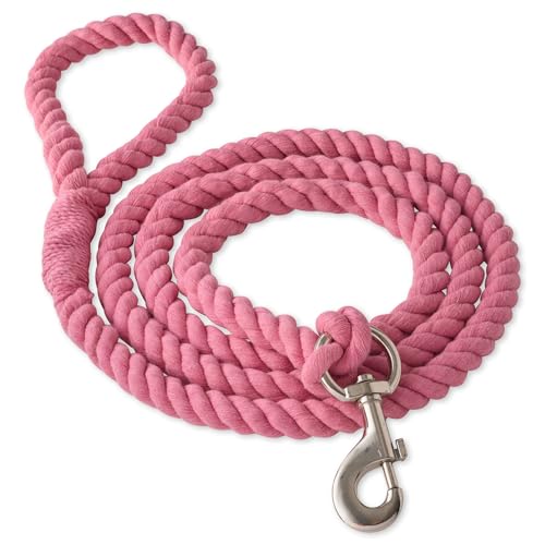 Pet Passion Hundeleine aus Bio-Baumwolle mit strapazierfähigem, gedrehtem Seil, 2,1 m, für alle Haustierrassen, Rosa, Einheitsgröße von pet passion