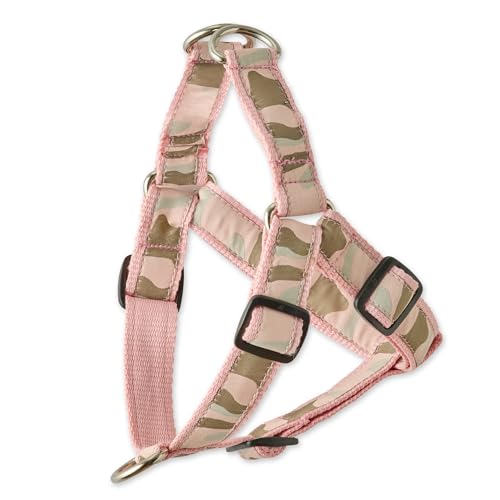 Pet Passion Verstellbares Hundegeschirr aus recyceltem Band für alle Hunderassen, Camo-Pink, Größe L von pet passion