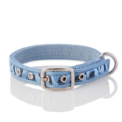 Pet Passion Verstellbares Hundehalsband aus recyceltem Band, für alle Haustierrassen, Camo-Marineblau, Größe XXL von pet passion