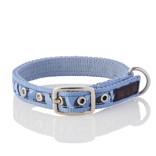 Pet Passion Verstellbares Hundehalsband aus recyceltem Band, für alle Haustierrassen, Camo-Navy, Größe L von pet passion