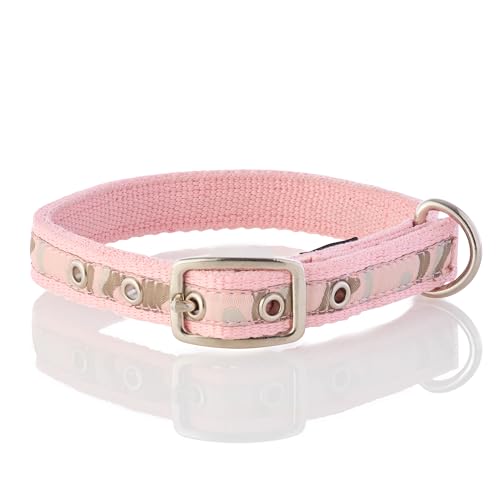 Pet Passion Verstellbares Hundehalsband aus recyceltem Band für alle Haustierrassen, Camo-Pink, Größe XS von pet passion