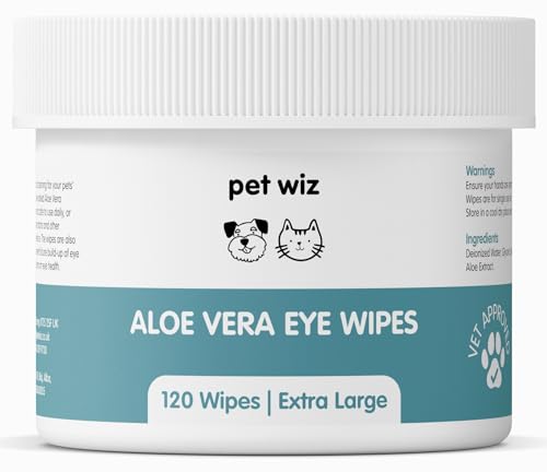 pet wiz Aloe Vera Augenwischtücher für die Reinigung von Hunden und Katzen, Größe XL, 1 Dose von pet wiz