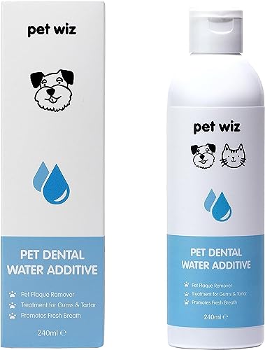 Pet Wiz Zahnpflege-Zusatz für Hunde & Katzen | bekämpft Mundgeruch | entfernt Plaque & Zahnstein | Fördert gesundes Zahnfleisch | 240ml von pet wiz