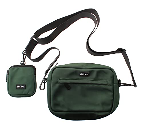 pet wiz Hundetasche mit abnehmbarem und verstellbarem Riemen und passender Leckerli-Tasche, Grün von pet wiz