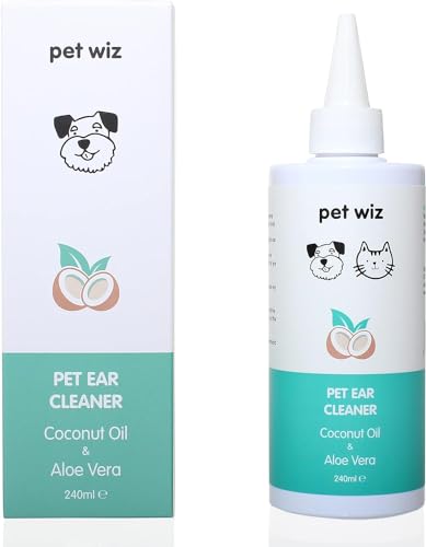 pet wiz Ohrenreiniger für Hunde und Katzen, Kokosöl und Aloe Vera, 240 ml von pet wiz