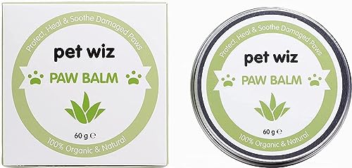 pet wiz Pfoten- & Nasenbalsam für Hunde & Katzen - Bio & Natürliche Inhaltsstoffe - Bio Pfoten- und Nasenbalsam für Hunde und Katzen - Kokosöl, Sheabutter, Vitamin E & Aloe (60g von pet wiz