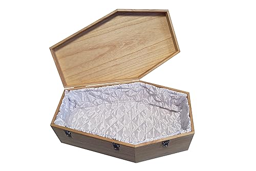 petbye Holz Kleintiersarg mit Satin Innenverkleidung - Größe L für kleine Haustiere - Tiersarg mit festem Metallverschluss - Sarg Natur aus hochwertigem Holz von petbye