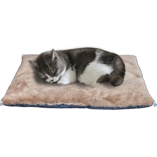 petfelix Selbstwärmende Katzenmatte – rutschfeste Thermo-Haustiermatte, Katzendecke für Indoor-Katzen, waschbare Isolierung für Katzenhaus, Tragetasche Katzenbett, Hundekäfigmatte, braun, 63x53 cm von petfelix