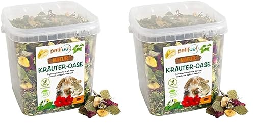 petifool Kräuter Oase 370g - Ergänzungsfutter für Nager - natürliches Nagerfutter für Kaninchen, Meerschweinchen, Hamster, Chinchilla & mehr - ohne künstliche Zusätze - 100% Natur -artgerechtes Futter von petifool