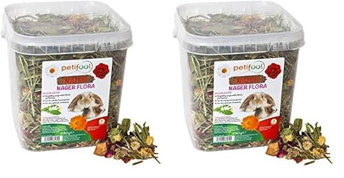 petifool Nager Flora 430g - Alleinfutter für Nager - natürliches Nagerfutter für Kaninchen und Meerschweinchen - ohne künstliche Zusätze - 100% Natur - artgerechtes Futter - Kräuter und Luzerne von petifool