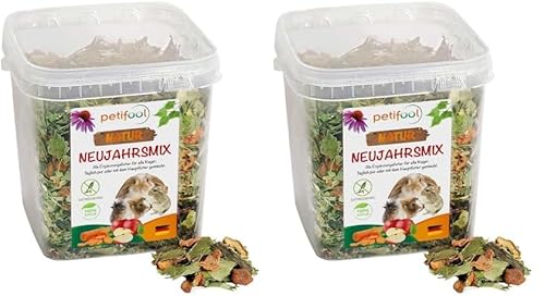 petifool Neujahrsmix 410g - Ergänzungsfutter für Nager - natürliches Nagerfutter für Kaninchen, Meerschweinchen, Hamster, Chinchilla & mehr - ohne künstliche Zusätze - 100% Natur - artgerechtes Futter von petifool