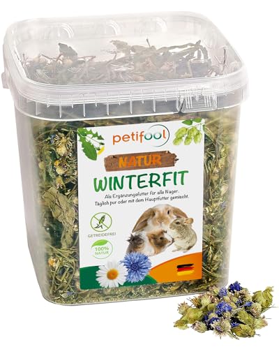 petifool Winterfit 430g - Ergänzungsfutter für Nager - natürliches Nagerfutter für Kaninchen, Meerschweinchen, Hamster, Chinchilla & mehr - ohne künstliche Zusätze - 100% Natur - artgerechtes Futter von petifool