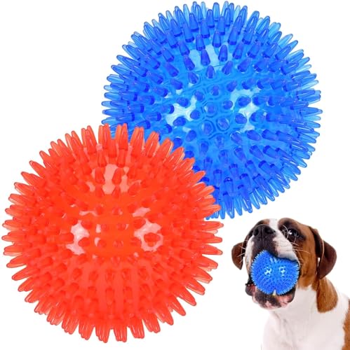 petizer Quietschender Hundeball, 2 Stück, 11 cm, schwimmfähiges Hundespielzeug, Wurfspielzeug für Welpen, Gummi, TPR, Kauspielzeug für Langeweile, Zahnreinigung für kleine und mittelgroße Hunde von petizer