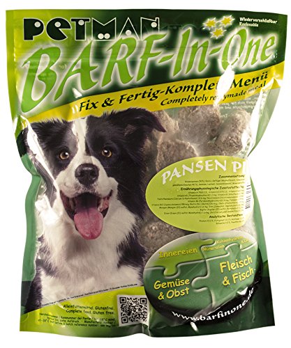 petman Barf-in-One Pansen Plus, 20 x 1000g-Beutel, Tiefkühlfutter, gesunde, natürliche Ernährung für Hunde, Hundefutter, Barf, B.A.R.F. von petman