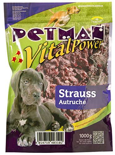 petman Vital Power Strauß, 6 x 1000g-Beutel, Tiefkühlfutter, gesunde, natürliche Ernährung für Hunde, Hundefutter, Barf, B.A.R.F. von petman