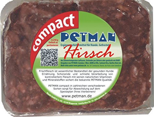 petman compact Hirsch, 12 x 500g-Beutel, Tiefkühlfutter, gesunde, natürliche Ernährung für Hunde, Hundefutter, Barf, B.A.R.F. von petman