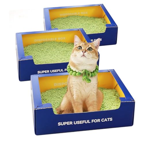 PetPawPaw Tragbare Katzentoilette für Katzen, 3 Einheiten, leicht, wasserdicht und praktisch für Reisen und den Innenbereich von petpawpaw
