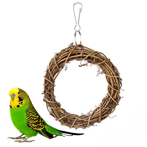 PETSOLA 10cm Vogel Spielzeug Rattan Schaukel Hängen Ring für Nymphensittiche Wellensittiche Papageien von petsola