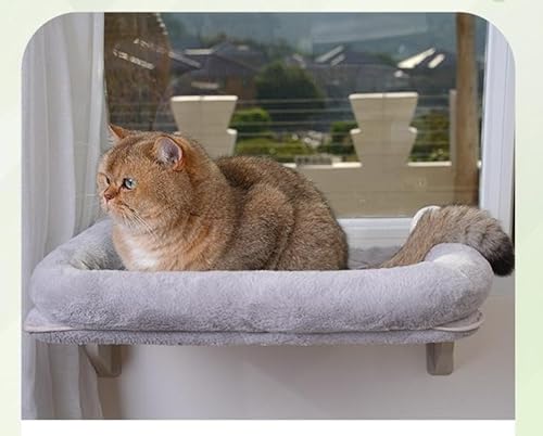 petsome Vielseitige Katzen-Fensterstange, verstellbare Katzenhängematte für große Katzen, Befestigung auf Fensterbänken, Nachttisch oder Glas, einfache Installation und Entfernung, waschbarer von petsome