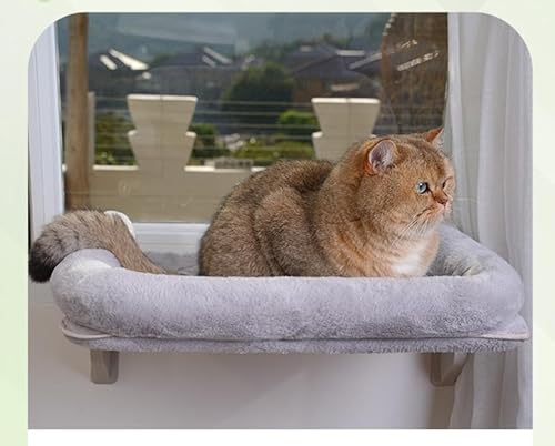 petsome Vielseitige Katzen-Fensterstange, verstellbare Katzenhängematte für große Katzen, Befestigung auf Fensterbänken, Nachttisch oder Glas, einfache Installation und Entfernung, waschbarer von petsome