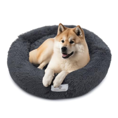 pfoten&nasen® Wolke 7 Hundebett Original [Dunkelgrau, M - 75cm] Für Mittelgroße Hunde, Hundebett Waschbar, Wolke Hundebett, Hundebett Donut, Hundebett Rund, Hundebett Flauschig, Dog Bed. von pfoten&nasen