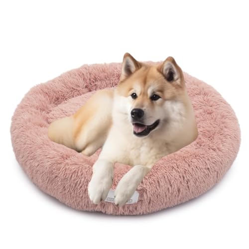 pfoten&nasen® Wolke 7 Hundebett Original [Rosa, L - 85cm] Für Mittelgroße Hunde, Hundebett Waschbar, Wolke Hundebett, Hundebett Donut, Hundebett Rund, Hundebett Flauschig, Dog Bed, Donut Hundebett. von pfoten&nasen