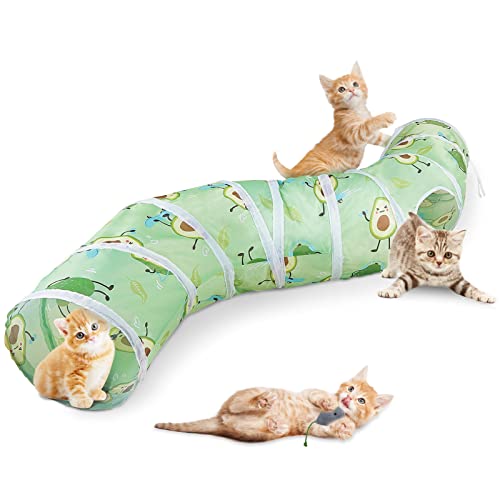 pickyNproud Katzentunnel, S-Form Katzentunnel für Indoor Katzen Faltbares Katzenspielzeug Niedliche Katzenröhre mit Maus Spielzeug Haustier Katzensachen von pickyNproud