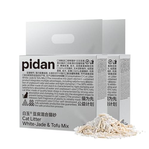 pidan Maisstärke Katzenstreu mit Tofu, verklumpt, geruchlos, kein Staub, natürliche Biostreu, 2,4 kg/Beutel (2) von pidan