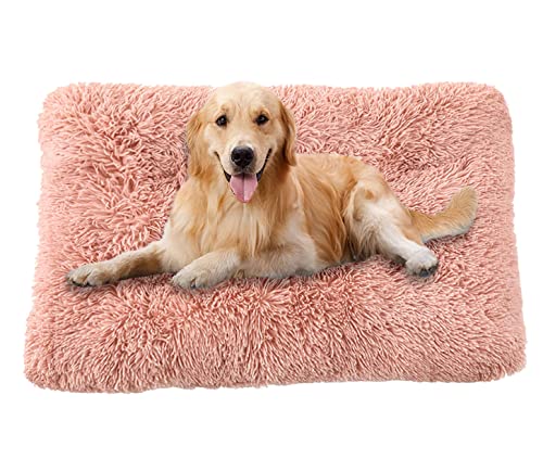 ping bu Große Hundebett-Kistenmatratze, ultraweiche, flauschige Hundematratze, rutschfest, waschbar, mittelgroß, Angstlinderung, Baumwoll-Hundekissen (XXXL-125 x 85 cm, rosa A) von ping bu