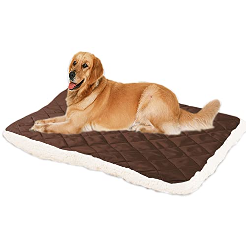 ping bu Große Hundebett-Matratze, weiches, warmes Sherpa-Fleece, wendbares Hundebett, beruhigendes Katzenbett, waschbares Hundekissen (85 x 65 cm, Kaffeebraun) von ping bu