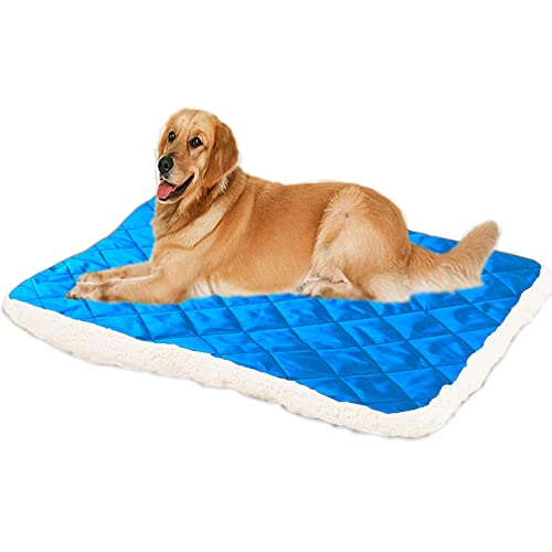 ping bu Große Hundebettmatratze, weiches, warmes Sherpa-Fleece, wendbares Hundebett, beruhigendes Katzenbett, waschbares Hundekissen (100 x 80 cm, blau) von ping bu