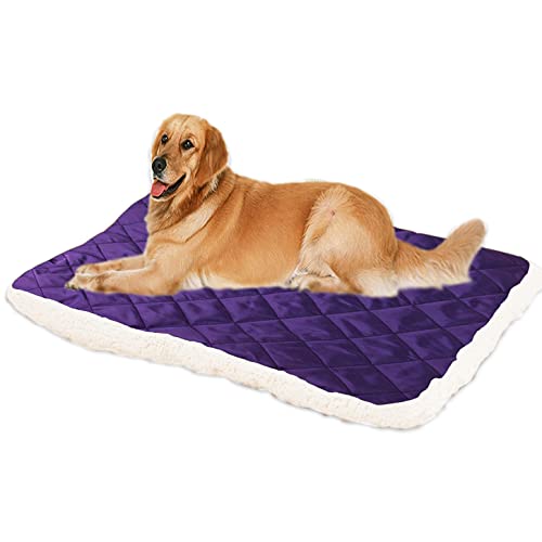 ping bu Große Hundebettmatratze, weiches, warmes Sherpa-Fleece, wendbares Hundebett, beruhigendes Katzenbett, waschbares Hundekissen (100 x 80 cm, dunkelviolett) von ping bu