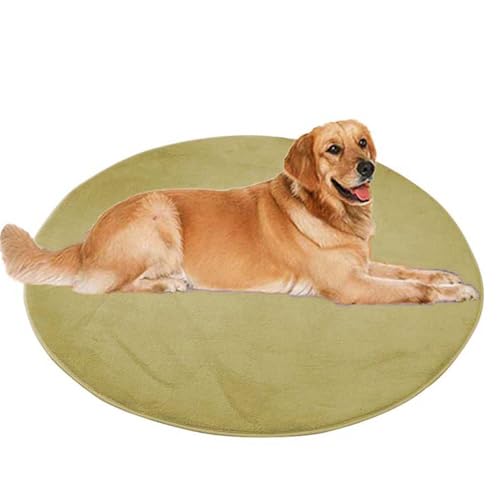 ping bu Großes Hundebett, Haustier- und Katzenmatte, rund, weicher, warmer Plüsch-Teppich, rutschfester Teppich, beruhigend, für den Innenbereich, waschbar, Hundekissen, Bodenmatte (60 x 60 cm, Grün) von ping bu