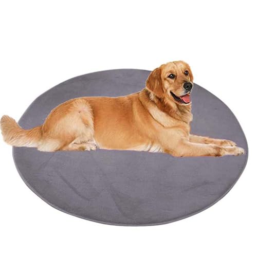 ping bu Großes Hundebett, Haustier- und Katzenmatte, rund, weicher, warmer Plüschteppich, rutschfester Teppich, beruhigender Katzenbett, waschbar, Hundekissen, Bodenmatte (120 x 120 cm, Grau) von ping bu