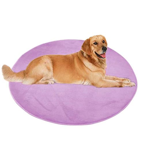 ping bu Großes Hundebett, Haustier- und Katzenmatte, rund, weicher, warmer Plüschteppich, rutschfester Teppich, beruhigender Katzenbett, waschbar, Hundekissen, Bodenmatte (120 x 120 cm, Lila) von ping bu