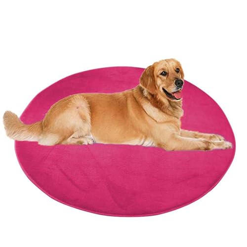 ping bu Großes Hundebett, Haustier- und Katzenmatte, rund, weicher, warmer Plüschteppich, rutschfester Teppich, beruhigender Katzenbett, waschbar, Hundekissen, Bodenmatte (120 x 120 cm, Rosarot) von ping bu