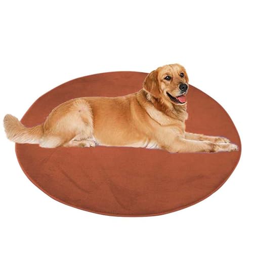 ping bu Großes Hundebett, Haustier- und Katzenmatte, rund, weicher, warmer Plüschteppich, rutschfester Teppich, beruhigender Katzenbett, waschbar, Hundekissen, Bodenmatte (150 x 150 cm, Braun) von ping bu